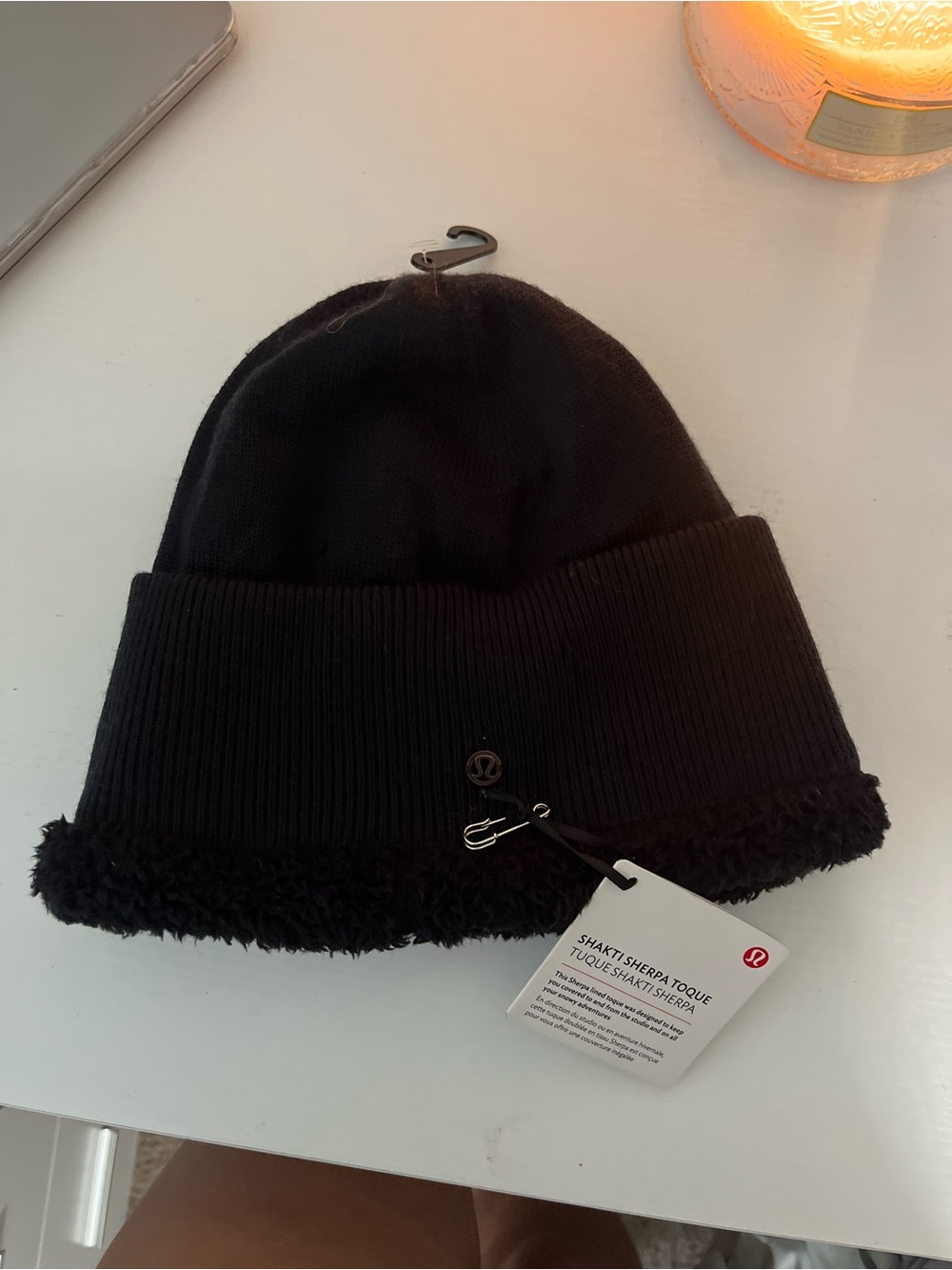 lululemon athletica Black Sherpa-Trim Knit Beanie